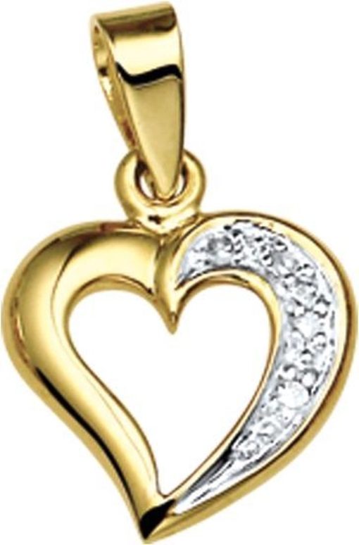 The Jewelry Collection | The Jewelry Collection Hanger Hart Diamant 0.018 Ct. - Geelgoud (14 Krt.) | Nu te koop bij 14Karaats.nl | 10001091-Pendants