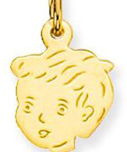 Glow | Glow kinderkopje Jongen - goud 14 kt - 11 x 10 mm | Nu te koop bij 14Karaats.nl | 10001091-Pendants