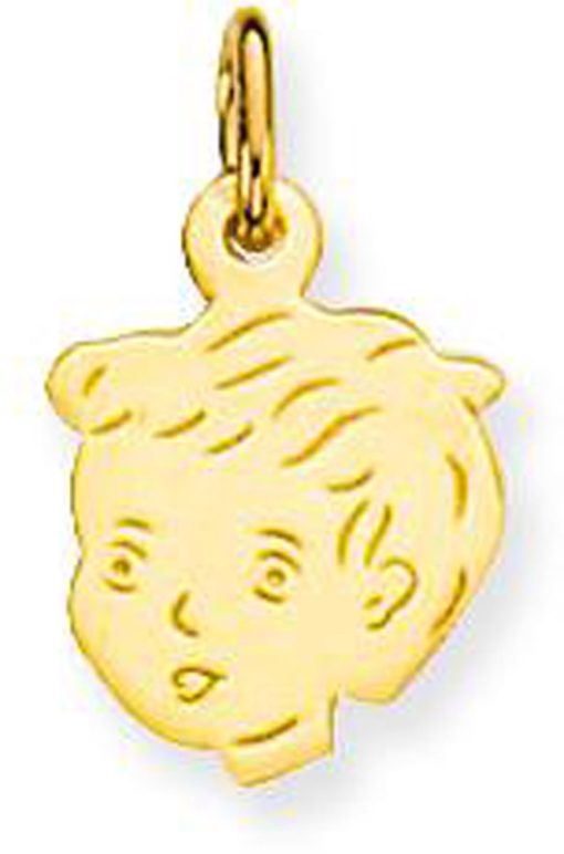 Glow | Glow kinderkopje Jongen - goud 14 kt - 11 x 10 mm | Nu te koop bij 14Karaats.nl | 10001091-Pendants