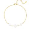 Yehwang | Yehwang- Enkelbandje - witte klavers - Goud - Stainless Steel. | Nu te koop bij 14Karaats.nl | 10001083-Anklets