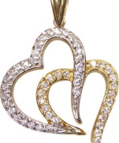 Christian | Bicolor gouden harten hangers | Nu te koop bij 14Karaats.nl | 10001091-Pendants