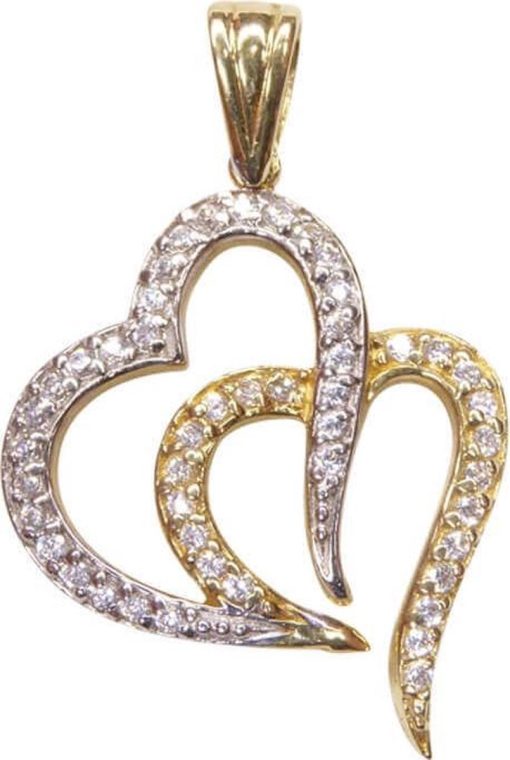 Christian | Bicolor gouden harten hangers | Nu te koop bij 14Karaats.nl | 10001091-Pendants