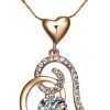 QoF | Rose Gold Hart Ketting - Zirkonia Kristal - 40cm + 5cm | Nu te koop bij 14Karaats.nl | 10001090-Necklaces/Necklets