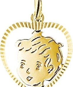 The Jewelry Collection | The Jewelry Collection Bedel Jongen Hart Gediamanteerd - Goud | Nu te koop bij 14Karaats.nl | 10001091-Pendants