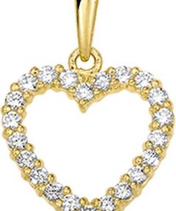 The Jewelry Collection | The Jewelry Collection Hanger Hart Zirkonia - Goud | Nu te koop bij 14Karaats.nl | 10001091-Pendants