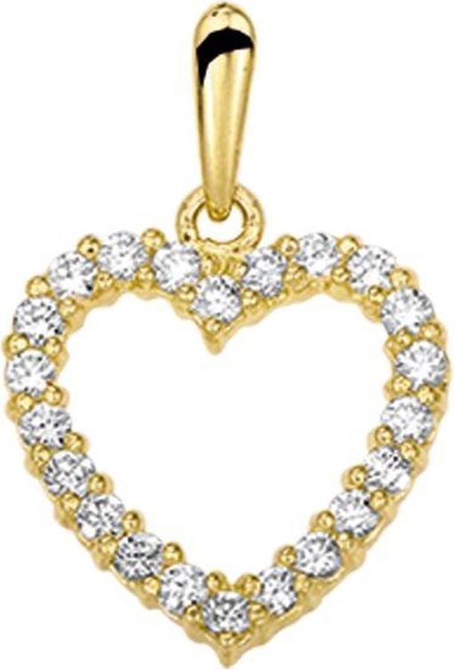 The Jewelry Collection | The Jewelry Collection Hanger Hart Zirkonia - Goud | Nu te koop bij 14Karaats.nl | 10001091-Pendants