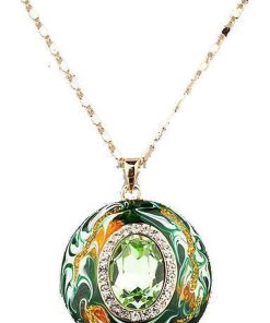 QoF | Goud Kleur Oostenrijkse Kristallen Olieverf Patroon Ontwerp Hanger. | Nu te koop bij 14Karaats.nl | 10001090-Necklaces/Necklets