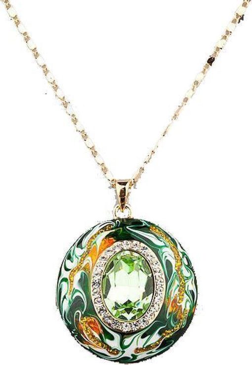QoF | Goud Kleur Oostenrijkse Kristallen Olieverf Patroon Ontwerp Hanger. | Nu te koop bij 14Karaats.nl | 10001090-Necklaces/Necklets
