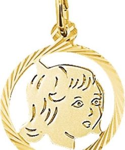 The Jewelry Collection | The Jewelry Collection Bedel Meisje Gediamanteerd - Geelgoud (14 Krt.) | Nu te koop bij 14Karaats.nl | 10001091-Pendants