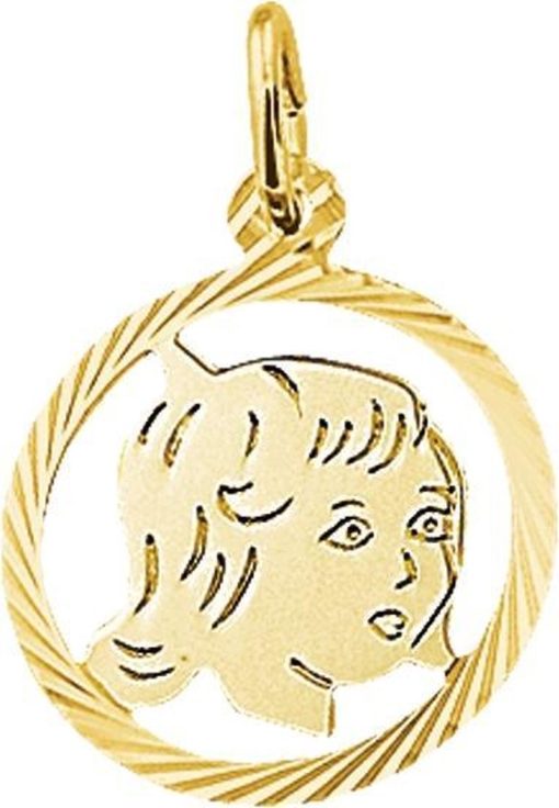 The Jewelry Collection | The Jewelry Collection Bedel Meisje Gediamanteerd - Geelgoud (14 Krt.) | Nu te koop bij 14Karaats.nl | 10001091-Pendants