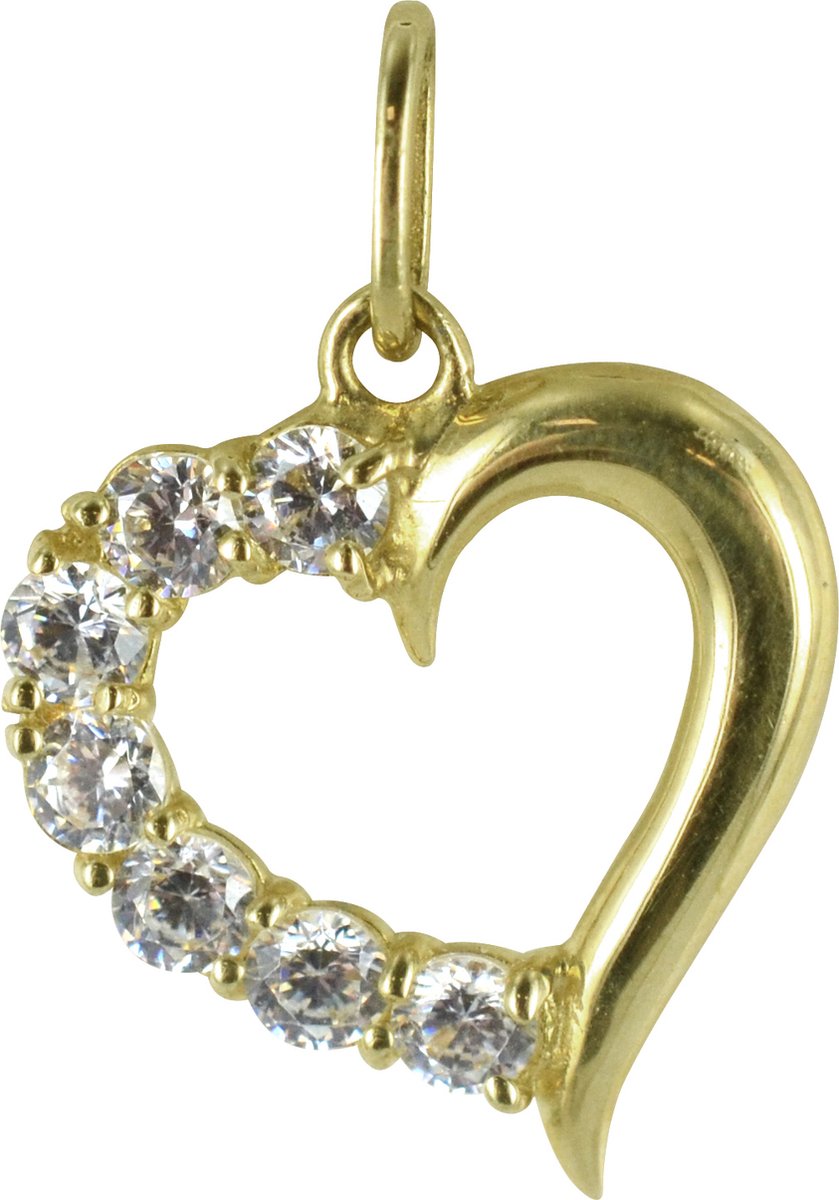 Silventi | Silventi 132401213 Gouden Hangertje - Hartje - Zirkonia - 12 x 11 Silventi | Silventi 132401213 Gouden Hangertje - Hartje - Zirkonia - 12 x 11