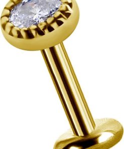 Piercings works | 18 Karaat Goud Oor Piercing  -  Swarovski Zirkonia | Nu te koop bij 14Karaats.nl | 10001087-Earrings/Body-piercing Jewellery