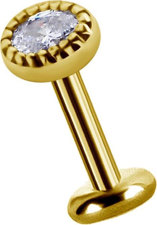 Piercings works | 18 Karaat Goud Oor Piercing  -  Swarovski Zirkonia | Nu te koop bij 14Karaats.nl | 10001087-Earrings/Body-piercing Jewellery