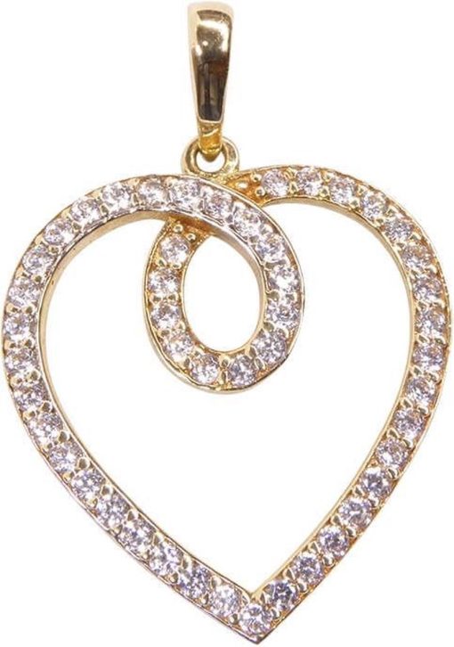 Christian | Bicolor gouden hart hanger met zirkonia | Nu te koop bij 14Karaats.nl | 10001091-Pendants
