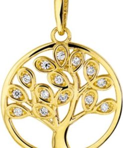 The Jewelry Collection | The Jewelry Collection Hanger Levensboom Zirkonia - Goud | Nu te koop bij 14Karaats.nl | 10001091-Pendants