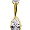 Piercings works | 18 Karaat Goud Navelpiercing - Swarovski Zirconia Teardrop | Nu te koop bij 14Karaats.nl | 10001087-Earrings/Body-piercing Jewellery