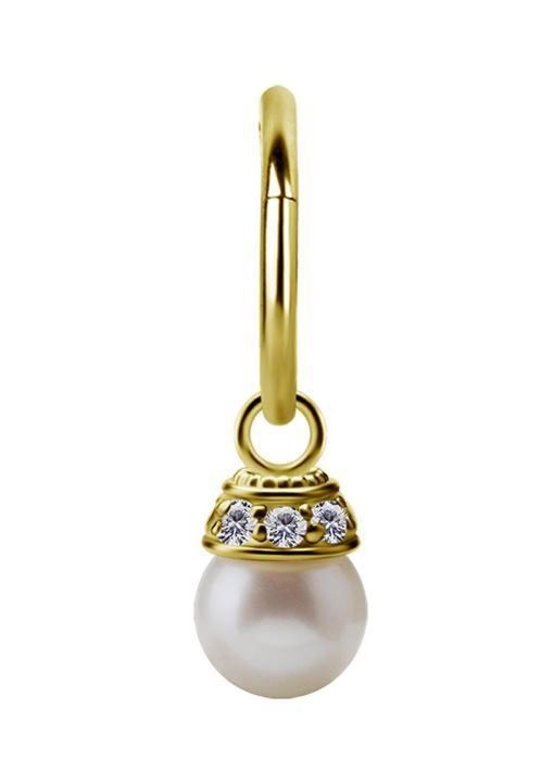 Piercings works | 18 Karaat Goud Segment Ring met Zoetwaterparel Hanger | Nu te koop bij 14Karaats.nl | 10001087-Earrings/Body-piercing Jewellery
