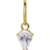 Piercings works | 18 Karaat Goud Segment Ring met Druppel Zirkonia Hanger | Nu te koop bij 14Karaats.nl | 10001087-Earrings/Body-piercing Jewellery