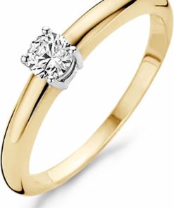 Blush | Blush Ring 1067BZI -  Geel en Wit Goud (14Krt.) met Zirconia | Nu te koop bij 14Karaats.nl | 10001092-Rings
