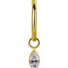 Piercings works | 18 Karaat Goud Segment Ring met Marquise Swarovski Zirkonia Hanger | Nu te koop bij 14Karaats.nl | 10001087-Earrings/Body-piercing Jewellery