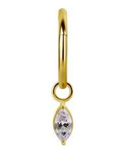 Piercings works | 18 Karaat Goud Segment Ring met Marquise Swarovski Zirkonia Hanger | Nu te koop bij 14Karaats.nl | 10001087-Earrings/Body-piercing Jewellery