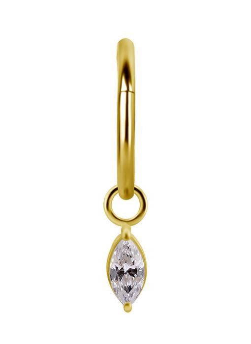 Piercings works | 18 Karaat Goud Segment Ring met Marquise Swarovski Zirkonia Hanger | Nu te koop bij 14Karaats.nl | 10001087-Earrings/Body-piercing Jewellery