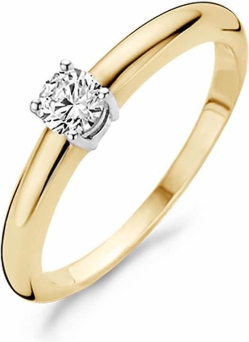Blush | Blush Ring 1067BZI -  Geel en Wit Goud (14Krt.) met Zirconia | Nu te koop bij 14Karaats.nl | 10001092-Rings