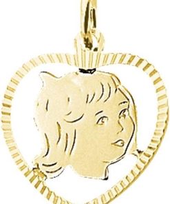 The Jewelry Collection | The Jewelry Collection Bedel Meisje Hart Gediamanteerd - Goud | Nu te koop bij 14Karaats.nl | 10001091-Pendants
