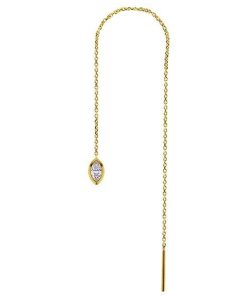Piercings works | 18 Karaat Goud Threader Oorbel - Marquise Zirkonia | Nu te koop bij 14Karaats.nl | 10001087-Earrings/Body-piercing Jewellery