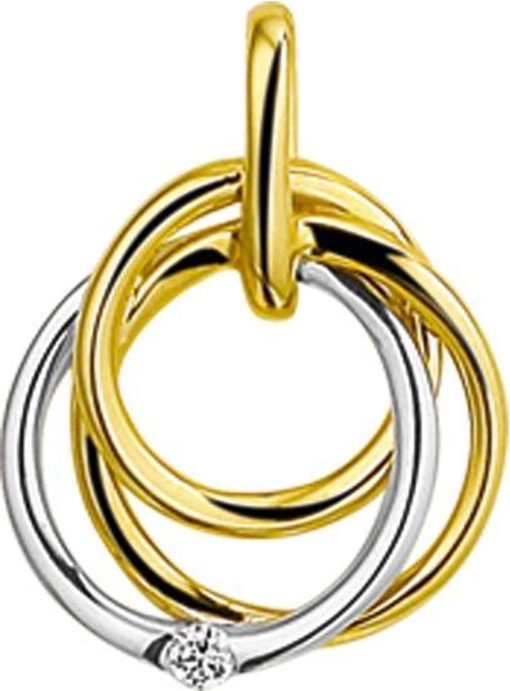 The Jewelry Collection | The Jewelry Collection Hanger Diamant 0.02ct H Si - Bicolor Goud | Nu te koop bij 14Karaats.nl | 10001091-Pendants