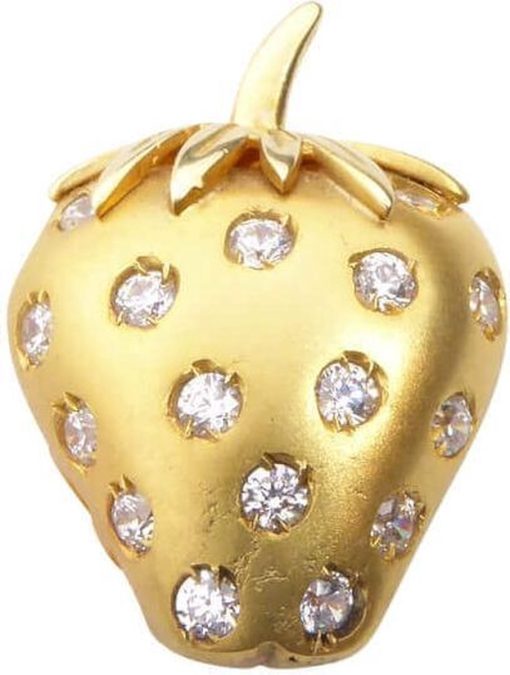 Christian | Gouden aardbei hanger met zirkonia | Nu te koop bij 14Karaats.nl | 10001091-Pendants