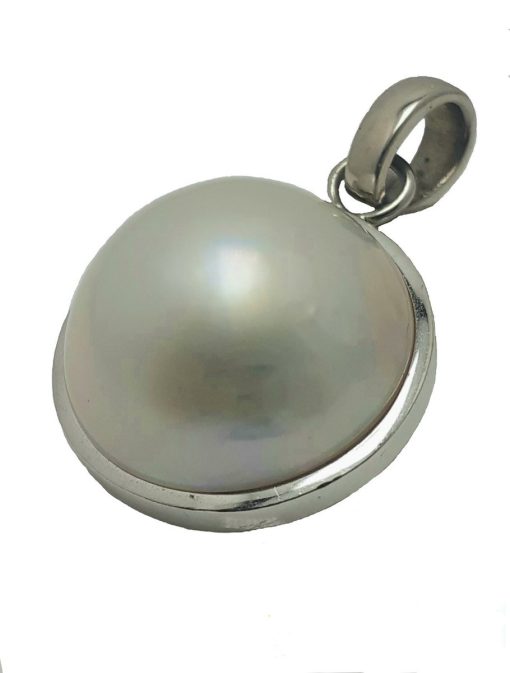 Verlinden Juwelier | Hanger - wit goud - 14 krt - parelbouton 20 mm - handwerk - Verlinden juwelier | Nu te koop bij 14Karaats.nl | 10001091-Pendants