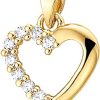 The Jewelry Collection | The Jewelry Collection Hanger Hart Zirkonia - Geelgoud (14 Krt.) | Nu te koop bij 14Karaats.nl | 10001091-Pendants