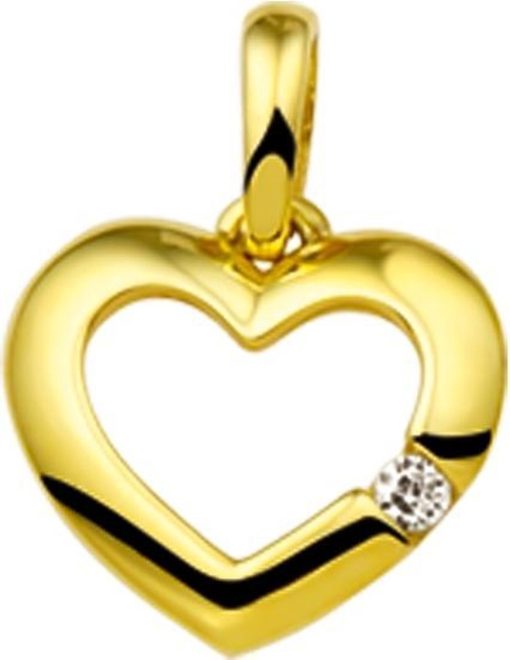 The Jewelry Collection | The Jewelry Collection Hanger Hart Zirkonia - Goud | Nu te koop bij 14Karaats.nl | 10001091-Pendants
