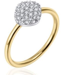 Jonline | Schitterende 14K Gouden Ring met Zirkonia's 17.25 mm. (maat 54) | Nu te koop bij 14Karaats.nl | 10001092-Rings