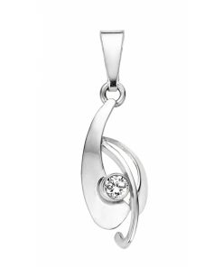 Mori | Mori Gold 14krt witgouden hanger met zirkonia