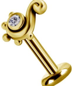 Piercings works | 18 Karaat Goud Tragus Piercing - Swarovski Zirkonia | Nu te koop bij 14Karaats.nl | 10001087-Earrings/Body-piercing Jewellery