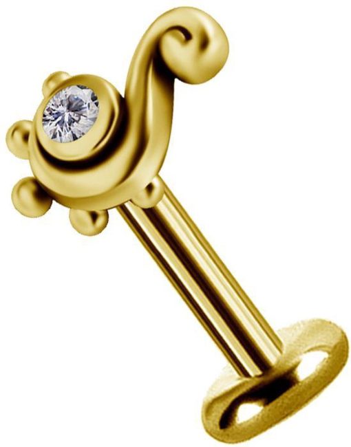 Piercings works | 18 Karaat Goud Tragus Piercing - Swarovski Zirkonia | Nu te koop bij 14Karaats.nl | 10001087-Earrings/Body-piercing Jewellery