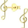 JYC | Joy|S - Zilveren muzieksleutel oorbellen - 4 x 13 mm - G sleutel - gold plated | Nu te koop bij 14Karaats.nl | 10001087-Earrings/Body-piercing Jewellery