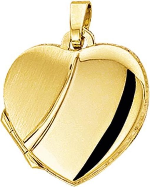 The Jewelry Collection | The Jewelry Collection Medaillon Hart Poli/mat - Goud | Nu te koop bij 14Karaats.nl | 10001091-Pendants