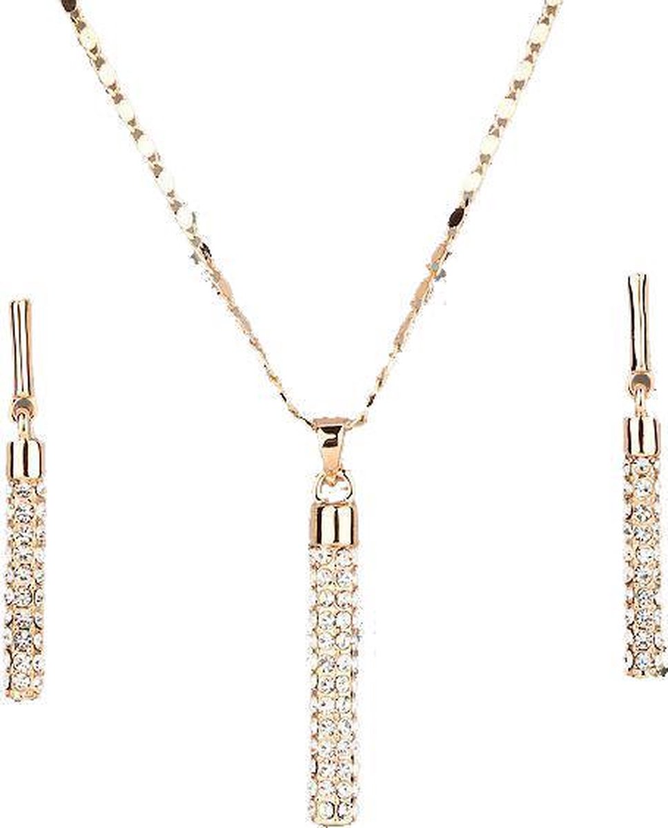 QoF | Goudkleurig Staafjes Oostenrijks Kristallen Oorbellen en Hanger sets | Koop bij 14Karaats.nl QoF | Goudkleurig Staafjes Oostenrijks Kristallen Oorbellen en Hanger sets | Nu te koop bij 14Karaats.nl | 10001388-Jewellery Variety Packs
