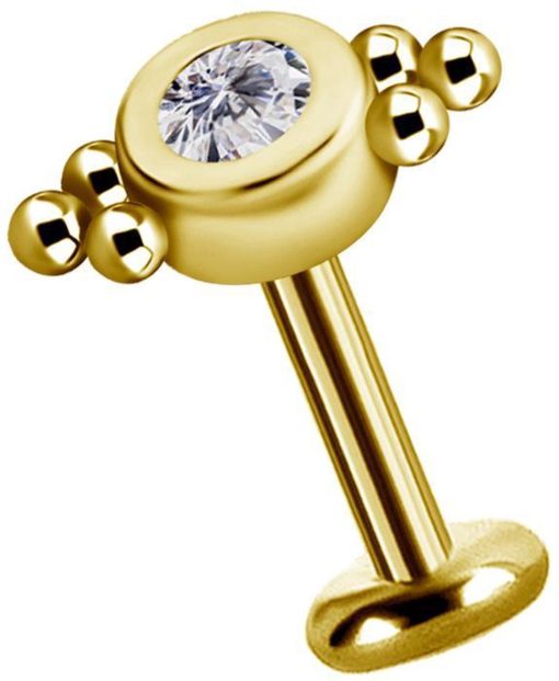 Piercings works | 18 Karaat Goud Tragus Piercing - Swarovski Zirkonia | Nu te koop bij 14Karaats.nl | 10001087-Earrings/Body-piercing Jewellery